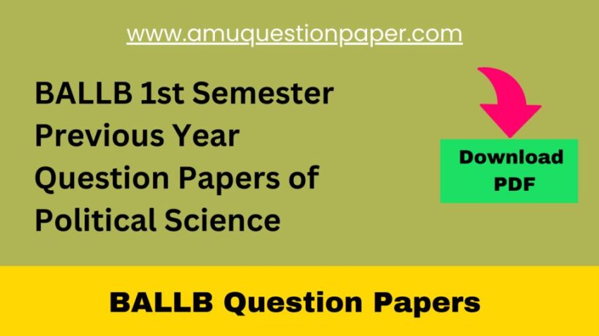 BALLB 1st Semester Previous Year Question Papers of Political Science