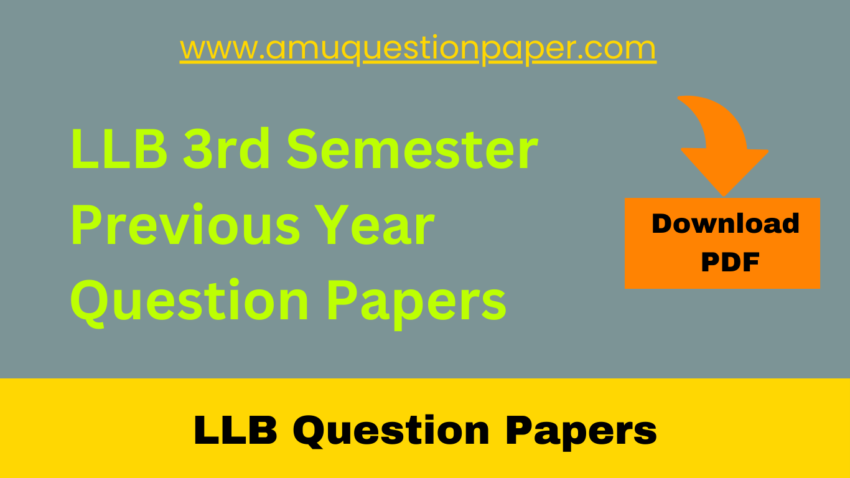 LLB 3rd Semester Previous Year Question Papers